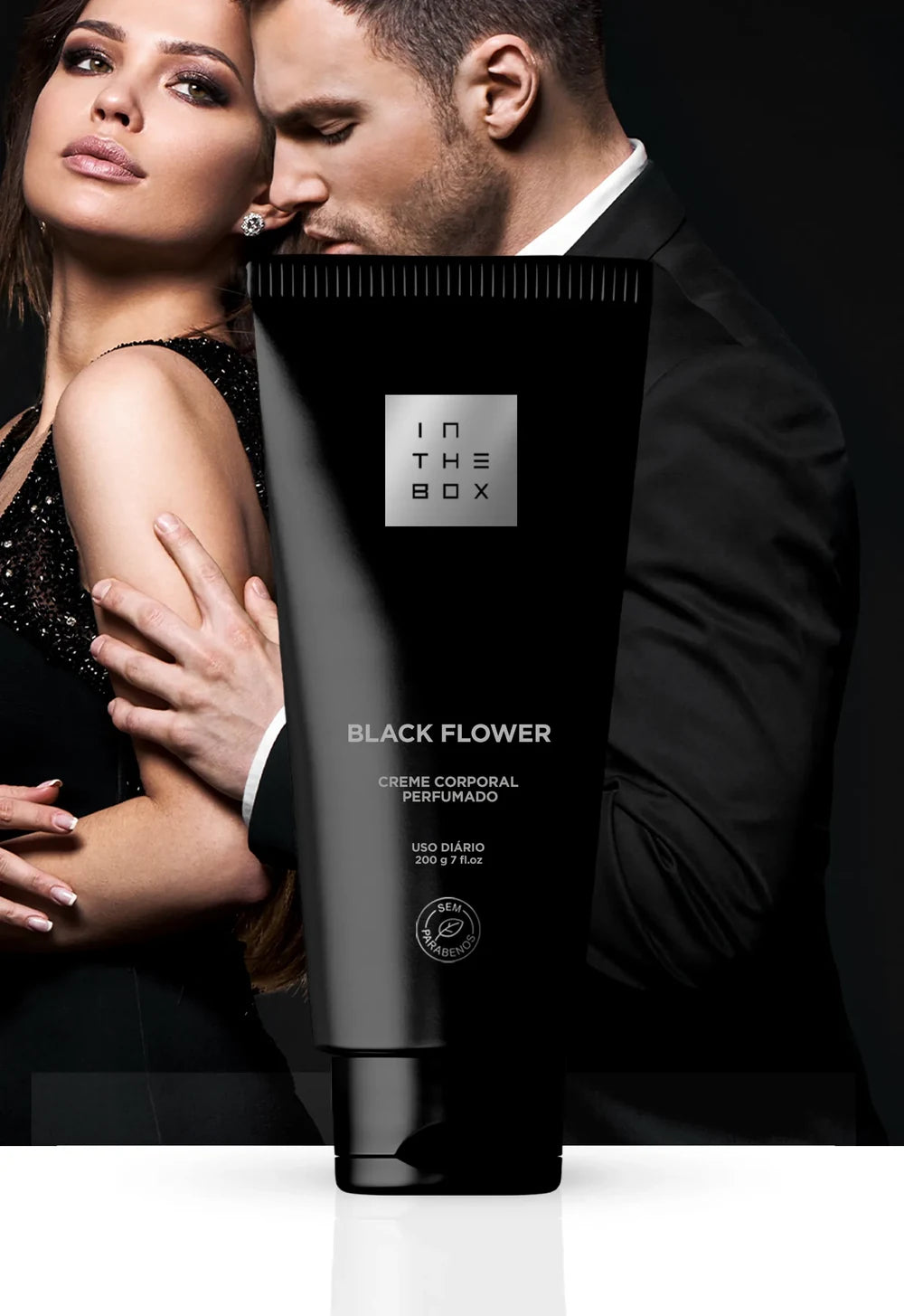 Tubo do creme hidratante desodorante corporal Black Flower 200g da In The Box.