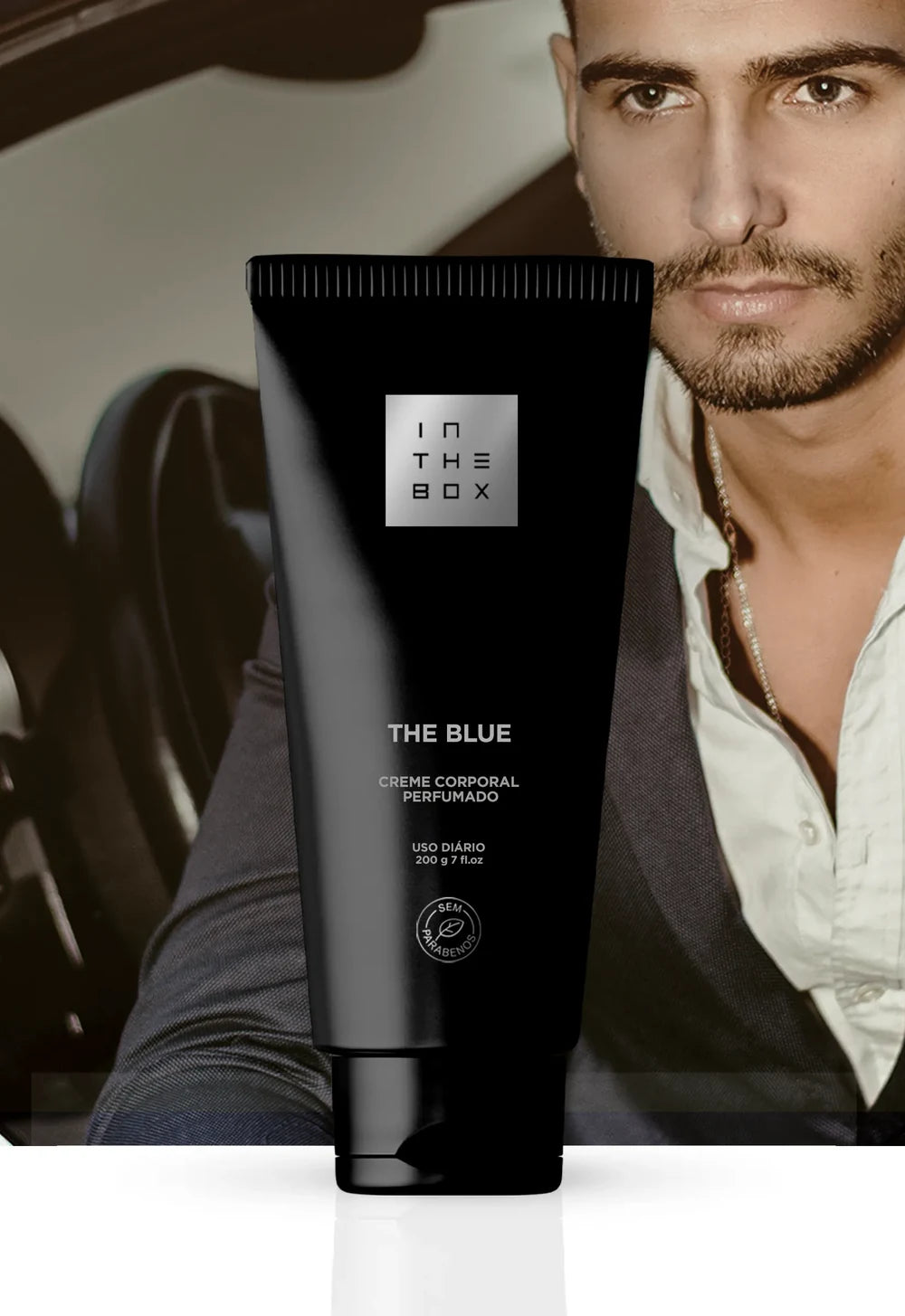 Tubo do creme hidratante desodorante corporal The Blue 200g da In The Box.