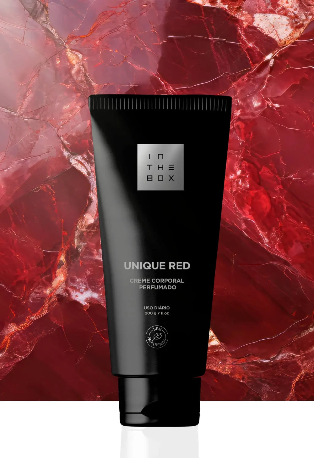 Tubo do creme hidratante desodorante corporal Unique Red 200g da In The Box.