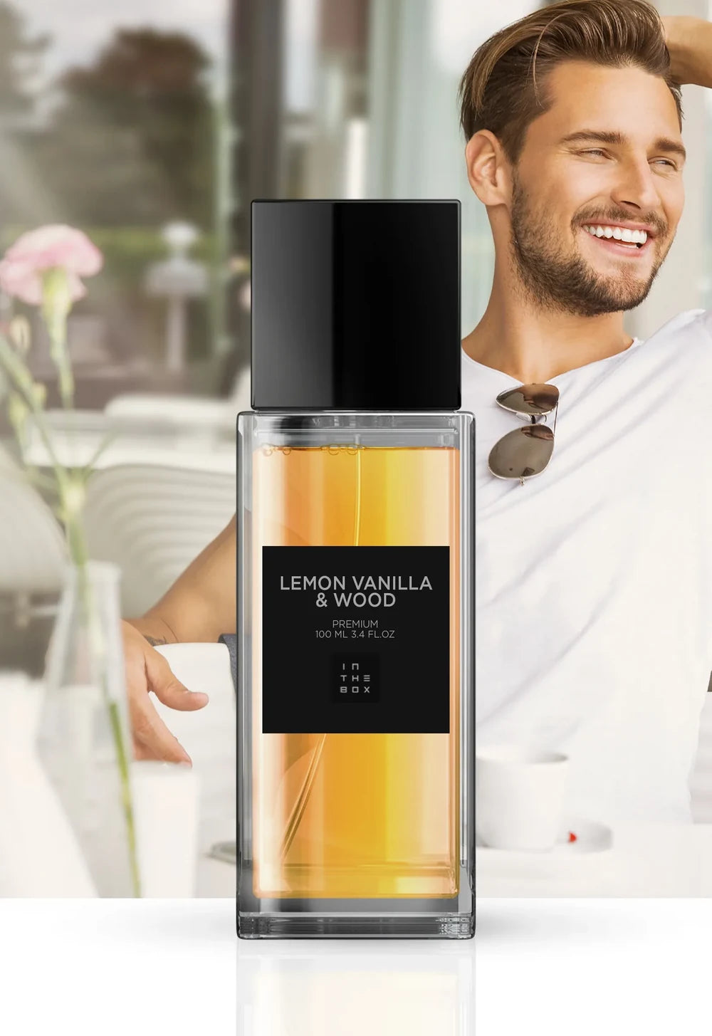 Frasco do perfume Lemon Vanilla & Wood 100ml da In The Box.