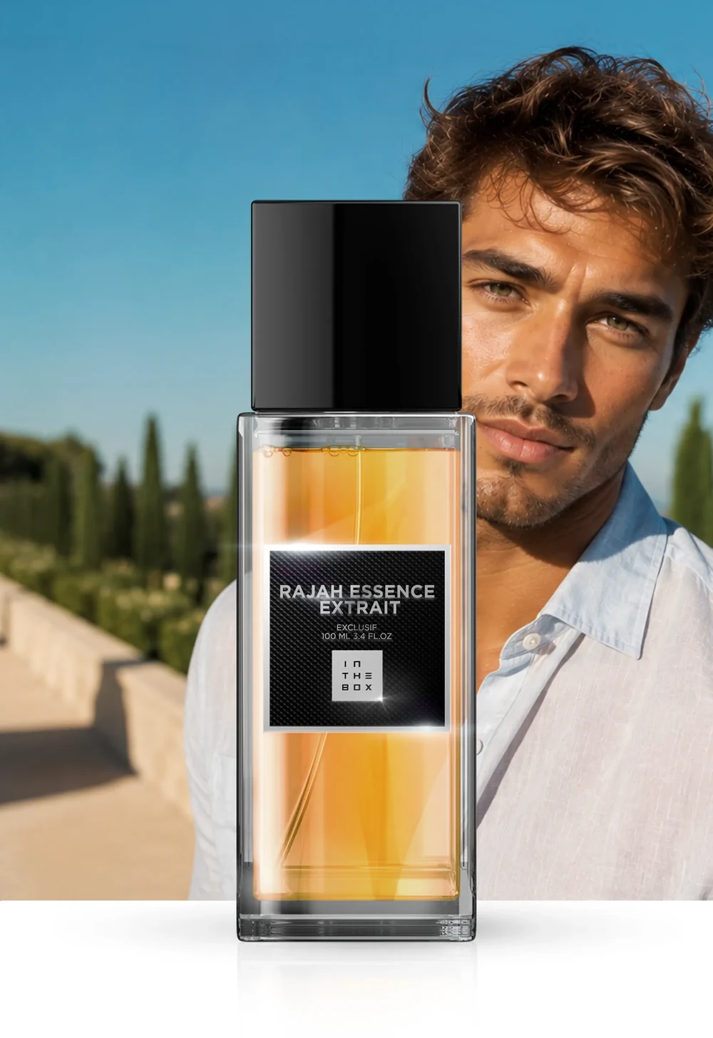 Frasco do perfume Rajah Essence Extrait 100ml da In The Box.