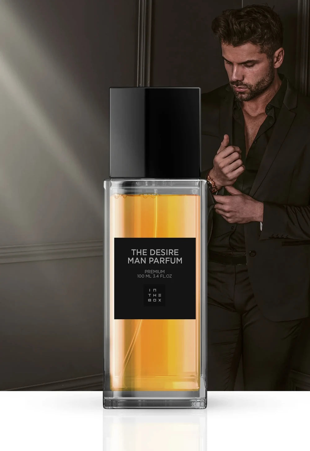 Frasco do perfume The Desire Man Parfum 100ml da In The Box.